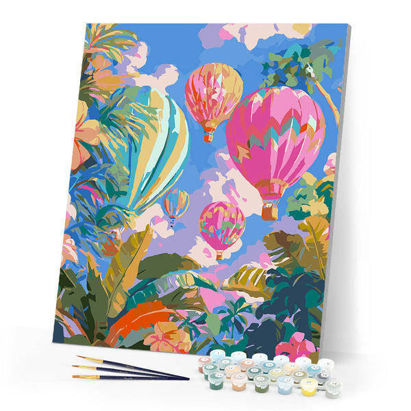 Paint by numbers kit Jungle Sky Balloons Figured'Art