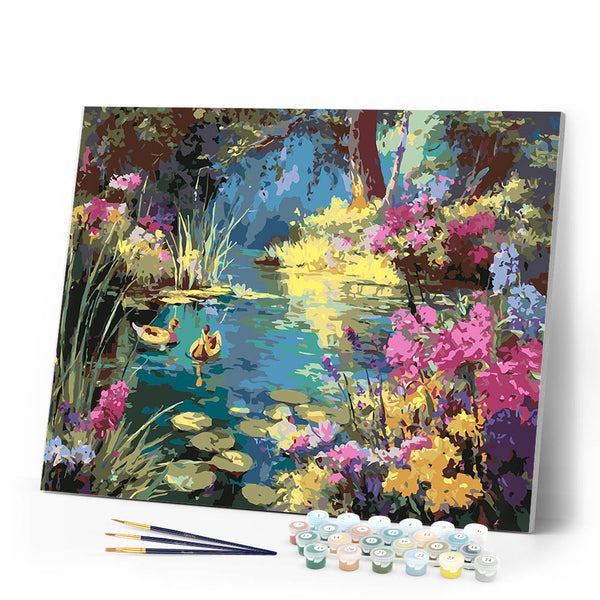 Paint by numbers kit Floral Lake Figured'Art