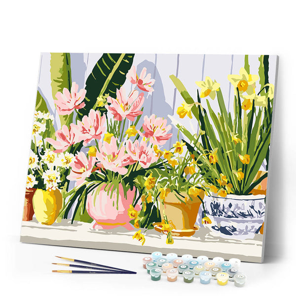 Paint by numbers kit Pastel Flower Pots Figured'Art