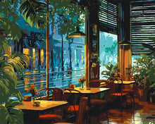 Load image into Gallery viewer, Paint by numbers kit Rainy Day Cafe Figured'Art