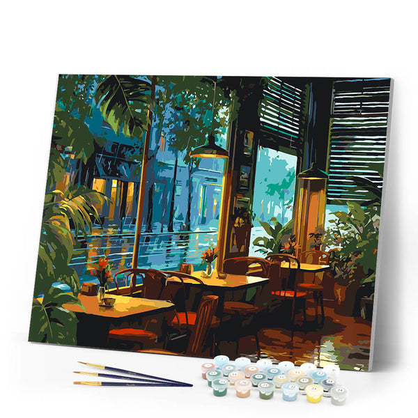 Paint by numbers kit Rainy Day Cafe Figured'Art