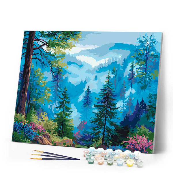 Paint by numbers kit Misty Pine Valley Figured'Art