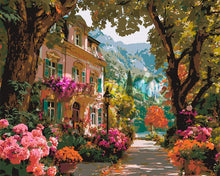 Load image into Gallery viewer, Paint by numbers kit Lakeside Villa in Bloom Figured'Art