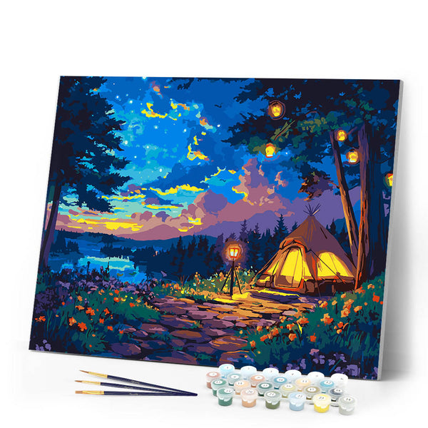 Paint by numbers kit Starlit Camping Night Figured'Art