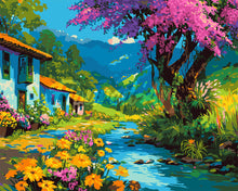 Load image into Gallery viewer, Paint by numbers kit Colorful Village Stream Figured'Art