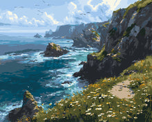 Load image into Gallery viewer, Paint by numbers kit Coastal Cliff Meadow Figured'Art