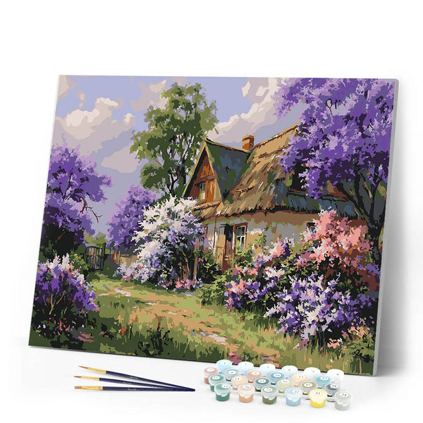 Paint by numbers kit Lilac Garden Cottage Figured'Art