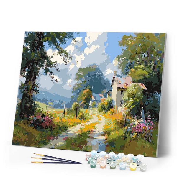 Paint by numbers kit Country Lane in Bloom Figured'Art