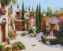 Load image into Gallery viewer, Paint by numbers kit White Villa Courtyard Figured'Art