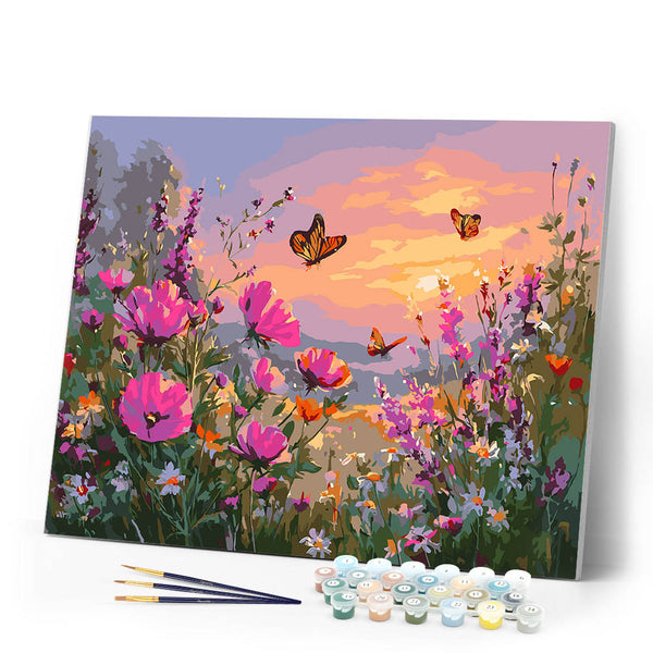 Paint by numbers kit Sunset Among Wildflowers Figured'Art