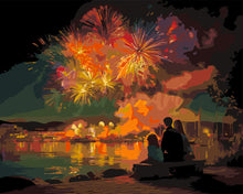Load image into Gallery viewer, Paint by numbers kit Family and Fireworks Figured'Art