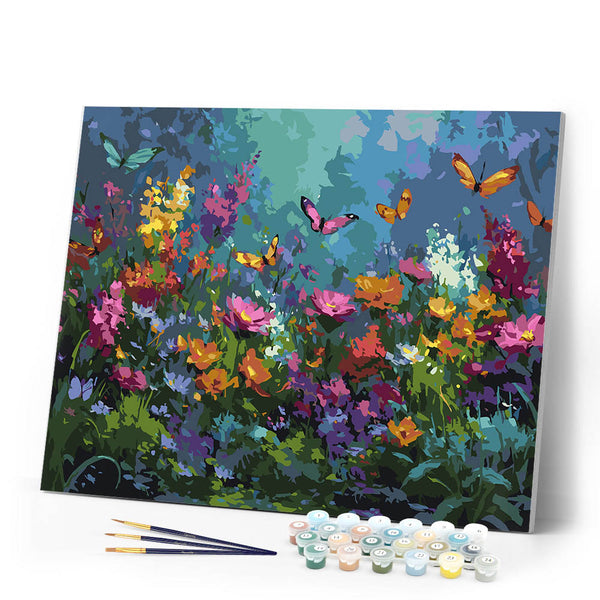 Paint by numbers kit Colorful Butterfly Garden Figured'Art