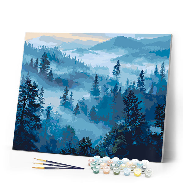 Paint by numbers kit Mist in the Pines Figured'Art