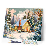 Paint by numbers kit Winter Cabin Figured'Art