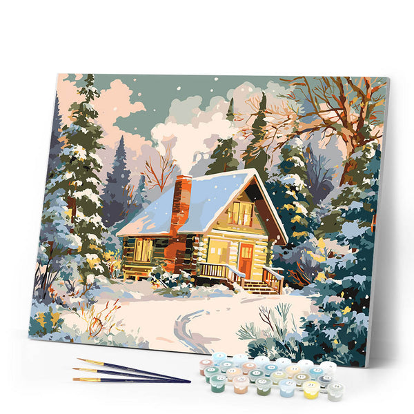 Paint by numbers kit Winter Cabin Figured'Art
