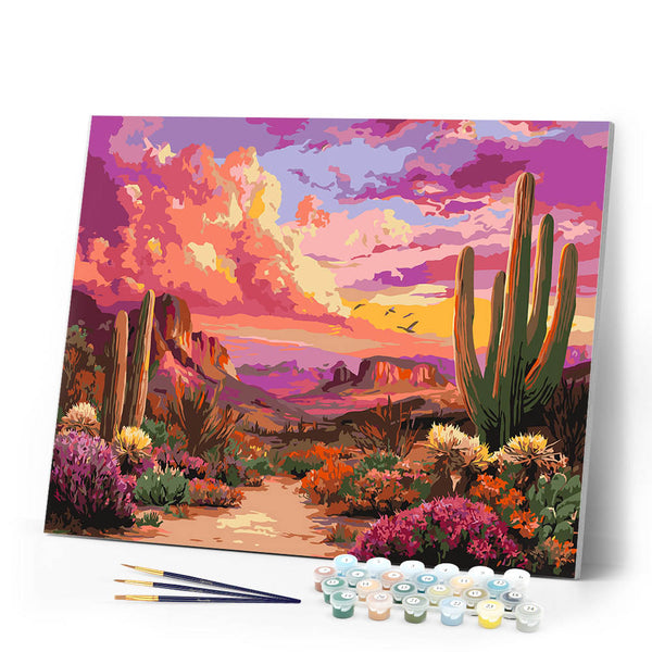 Paint by numbers kit Cactus Valley at Sunset Figured'Art