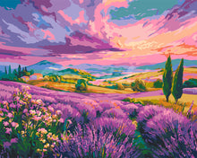 Load image into Gallery viewer, Paint by numbers kit Lavender Hills at Sunset Figured'Art