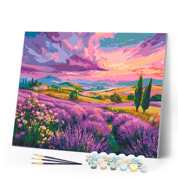 Paint by numbers kit Lavender Hills at Sunset Figured'Art