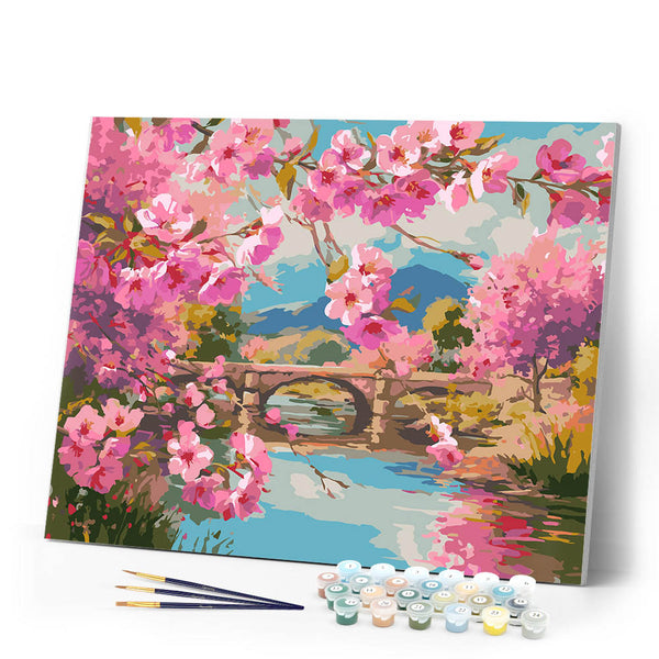 Paint by numbers kit Cherry Blossom Bridge Figured'Art