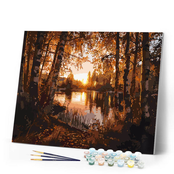Paint by numbers kit Golden Birch Lake Figured'Art