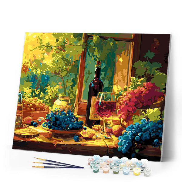 Paint by numbers kit Wine Bottle and Grapes Figured'Art