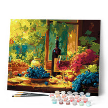 Load image into Gallery viewer, Paint by numbers kit Wine Bottle and Grapes Figured'Art