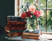 Load image into Gallery viewer, Paint by numbers kit Vintage Books and Blooms Figured'Art