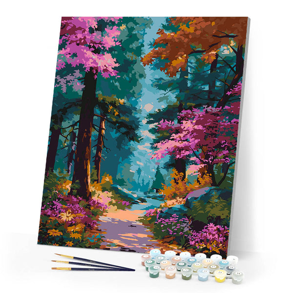 Paint by numbers kit Blooming Forest Trail Figured'Art