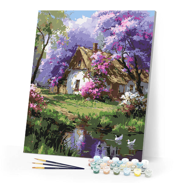 Paint by numbers kit Jacaranda Cottage Figured'Art