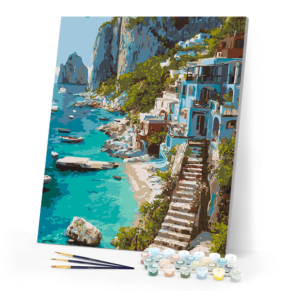 Paint by numbers kit Cliffside Paradise Figured'Art