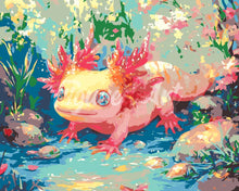 Load image into Gallery viewer, Paint by numbers kit for adults Sunbathing Axolotl Figured'Art