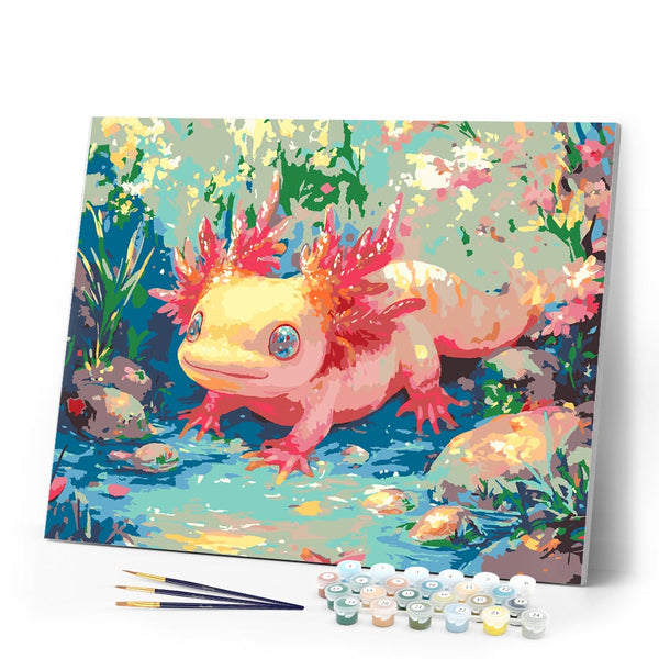 Paint by numbers kit for adults Sunbathing Axolotl Figured'Art