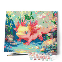 Load image into Gallery viewer, Paint by numbers kit for adults Sunbathing Axolotl Figured'Art
