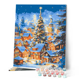Paint by numbers kit Sparkling Christmas Village Figured'Art