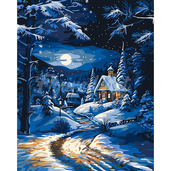 Moonlight Winter Cottage