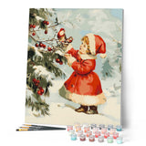 Paint by numbers kit Christmas Cute Girl 2 Figured'Art