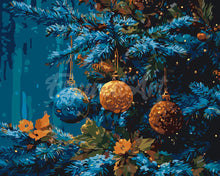 Load image into Gallery viewer, Paint by numbers kit Blue Fir &amp; Baubles Figured'Art