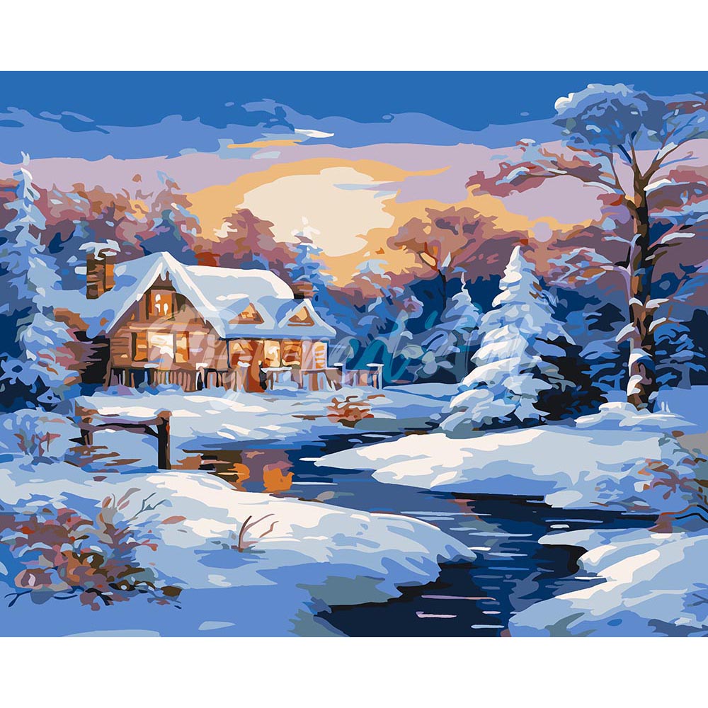 Sunset Winter Cabin