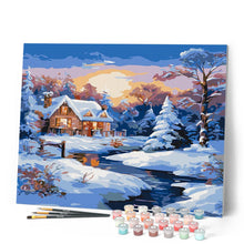 Load image into Gallery viewer, Sunset Winter Cabin