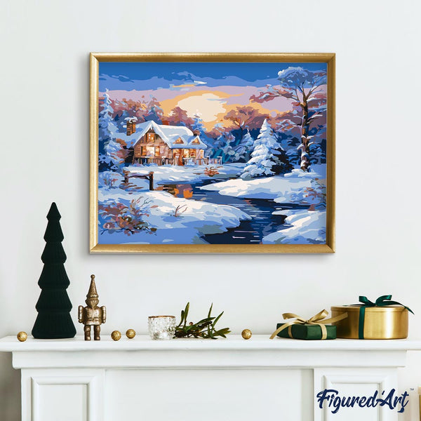 Sunset Winter Cabin