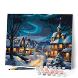 Paint by numbers kit Starry Christmas Village Figured'Art