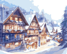 Load image into Gallery viewer, Paint by numbers kit Snowy Village in Watercolor Figured'Art