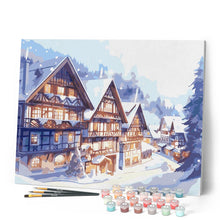 Load image into Gallery viewer, Paint by numbers kit Snowy Village in Watercolor Figured'Art