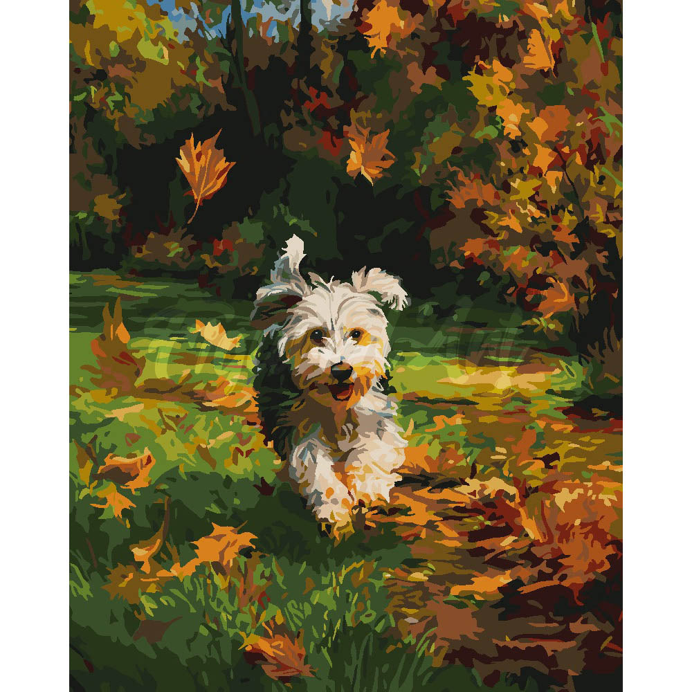 Joyful Pup in Fall