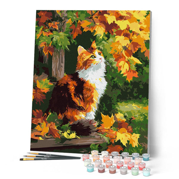 Paint by numbers kit for adults Calico Cat in Fall Figured'Art