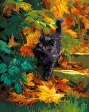 Load image into Gallery viewer, Paint by numbers kit for adults Black Cat in Fall Figured'Art