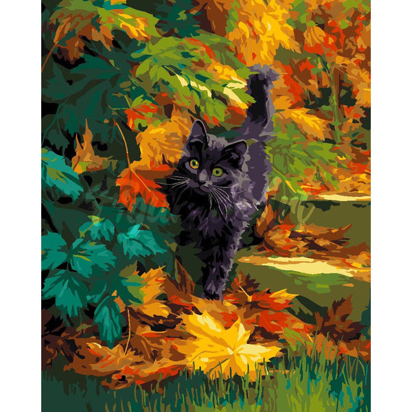 Black Cat in Fall