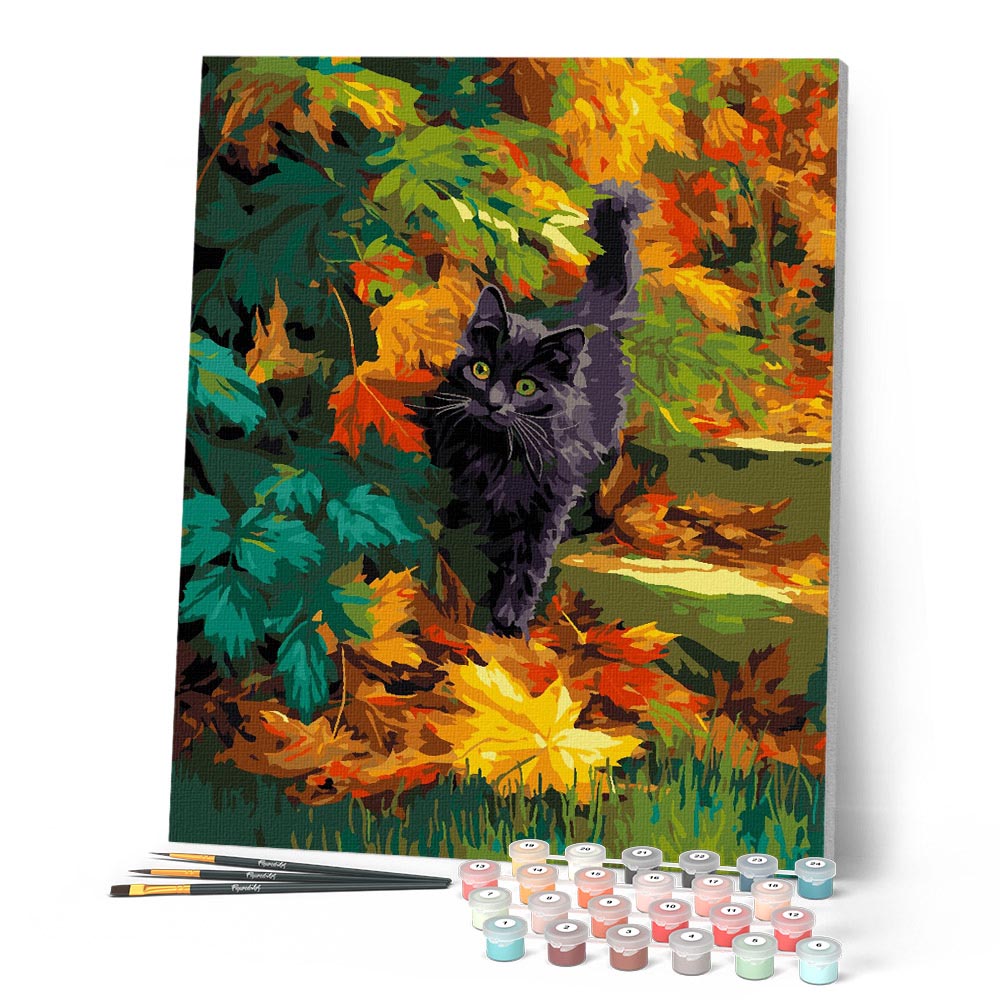 Paint by numbers kit for adults Black Cat in Fall Figured'Art