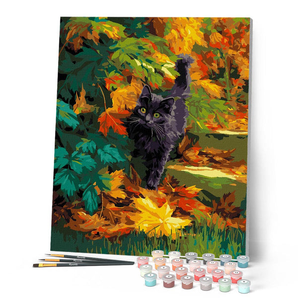 Paint by numbers kit for adults Black Cat in Fall Figured'Art
