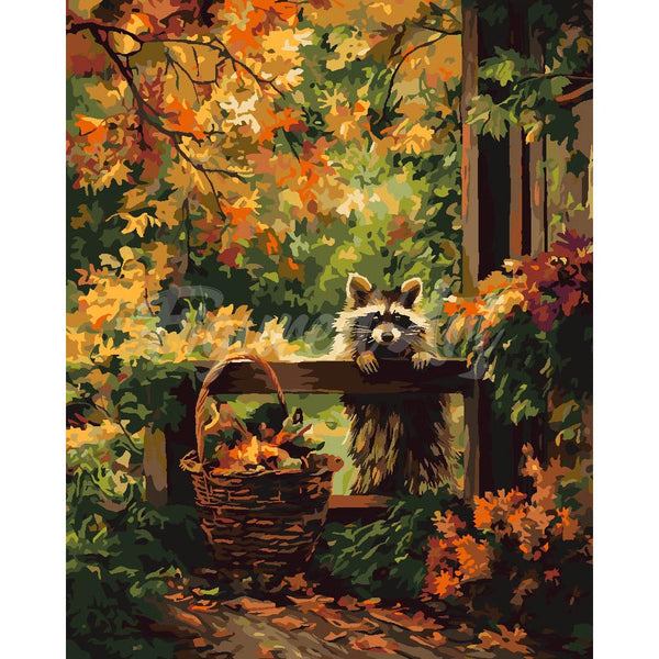 Cute Raccoon in Fall
